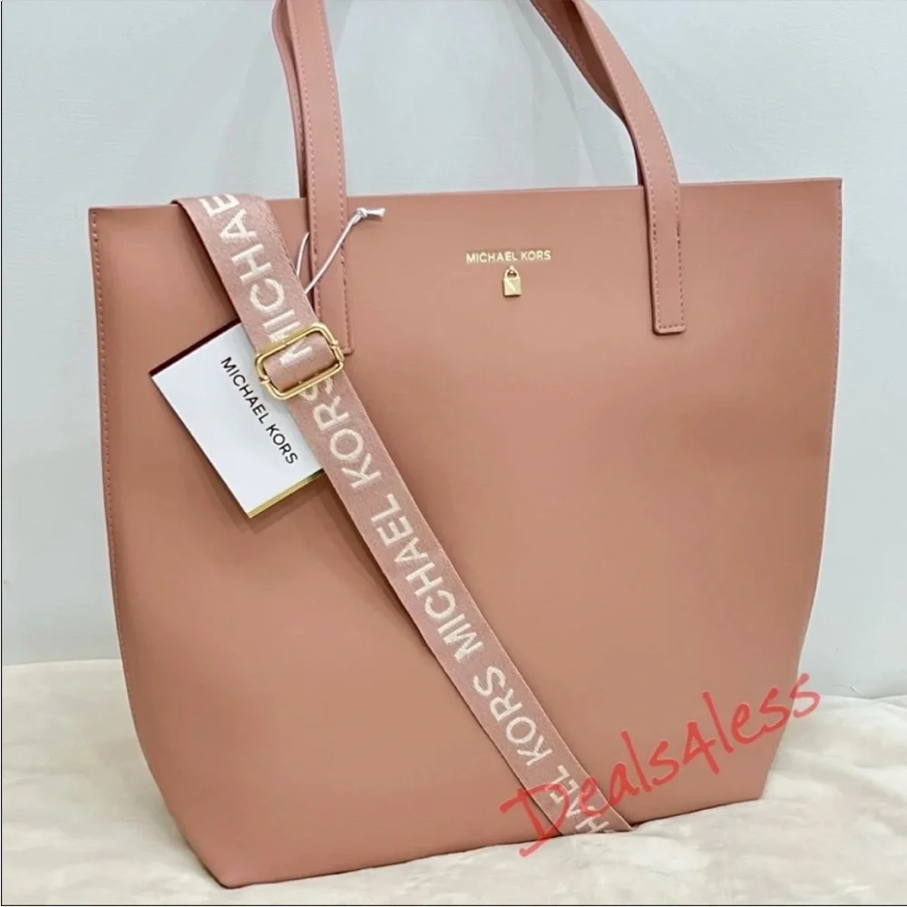 Michael Kors Tote Bag Purse Blush Gold Large Shoulder Bag Shopper Crossbody NEW - Picture 2 of 9